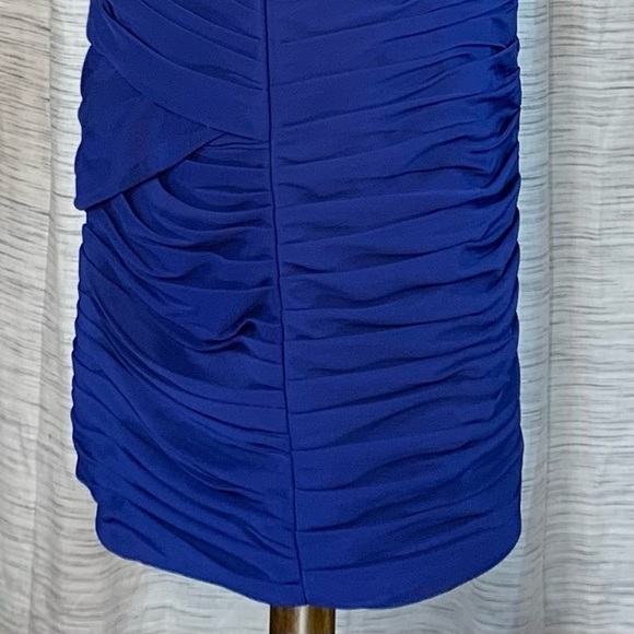 JJ’s House solid blue one shoulder party dress. - Picture 7 of 16
